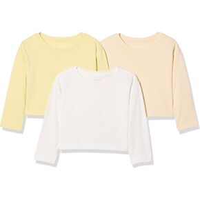 Amazon Essentials Girls and Toddlers' Long Sleeve T Shirts, Pack of 3