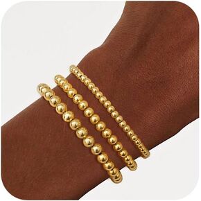 doubgood Gold Bracelets for Women, 18K Gold Plated Beaded Bracelet Sets Stackable Jewelry for Mother's Day Valentines Gifts