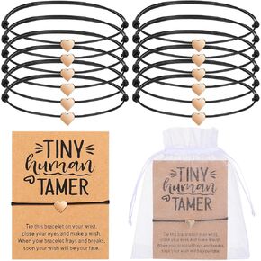 12 PCS Tiny Human Tamer Daycare Teacher Gifts أتمنى أساور وبطاقات مع حقيبة أورجانية لرياض الأطفال في مرحلة ما قبل المدرسة.