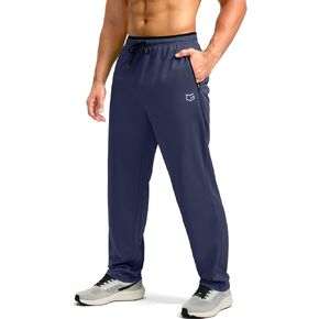 G Gradual Men's Sweatpants Open Bottom, Workout Pants with Zip Pockets Mesh Lightweight for Running, Athletic, Lounge (2PCS: Navy/Greyblue, Medium) in Kuwait