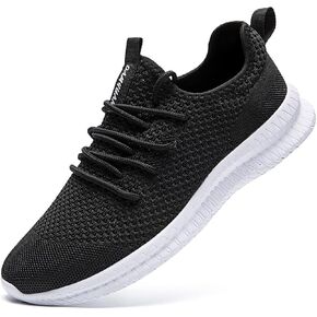 Mens Walking Running Shoes Slip On Anthletic Workout Sneakers Sport Lace Up Casual Work Gym Outdoors Lightweight Breathable Knitted Mesh