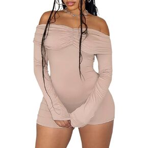 النساء مثير قبالة الكتف رومبير طويلة الأكمام عاريات bodycon قطعة قطعة واحدة
