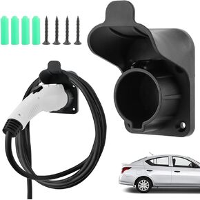 Jianwei EV Charger Holder Wall Mount متوافق مع SAE J1772 ، شحن السيارة الكهربائية شحن شماعات شموع منظم ، شاحن كهربائي فوهة الحافظة قفص الاتهام للداخلية في الهواء الطلق (أسود)