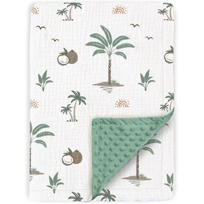 Muslin Baby Blankets for Girls Super Soft Nursery Minky Blankets with Breathable Muslin Cotton Front and 3D Touch Dotted Fleece Backing, Pink Floral Printed Bed Throws Newborn in Kuwait