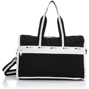 LeSportsac Spectator Black Deluxe Medium Weekender Crossbody Bag, Style 4318/Color E849, Modern Sleek Black & Crisp White Unite in Fashion Trending 2 Tone Spectator Style Sophisticated Travel Bag