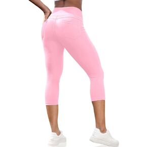 VOOVEEYA Capri Leggings for Women, High Waisted Yoga Pants with Back Pockets Crop Workout Capris Pants