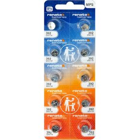 Renata 392 SR41W Batteries - 1.55V Silver Oxide 392 Watch Battery (10 Count)