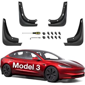 Wigoo 2025Upgrade Tesla Model Y Accessories Mud Flaps [Stay Clean, Protect Paint] Military Grade All Weather Splash Guards with Install Kit, for Tesla Model Y 2020~2025, Thicker Version