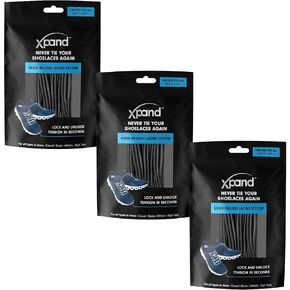 Xpand Round No Tie Shoelaces - Elastic Lacing System - One Size Fits All Adults and Kids Shoes (Pack of 3)