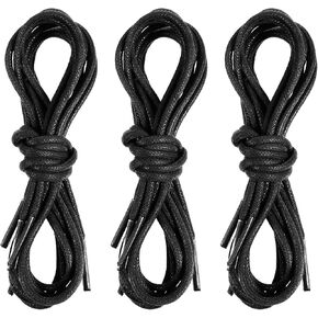 3 Pairs Waxed Round Oxford Shoe Laces, 35.43'' Thin Cotton Shoelaces, Formal Business Shoe Strings for Men Dress Shoes