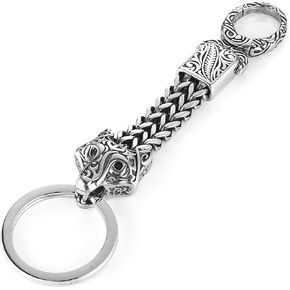 Hzman الفولاذ المقاوم للصدأ من الفولاذ المقاوم للصدأ للسيارات مفتاح السيارة Heavy Duty Carner Cool Viking Animal Keychain لمفتاح الدراجات النارية للسيارة