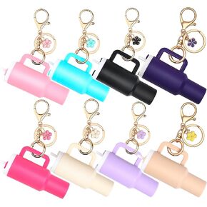 8pcs mini tumbler keychain لكأس ستانلي لطيف chapstick حامل السلسلة مفتاح سحر الملحقات للنساء على ظهرها