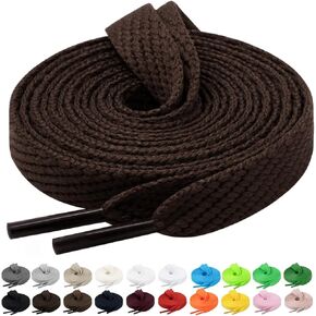 Handshop 2 Pairs Flat Sneaker Shoe Laces 2/5" in 20 Colors, Wide Shoelaces for Athletic, Skate Shoes