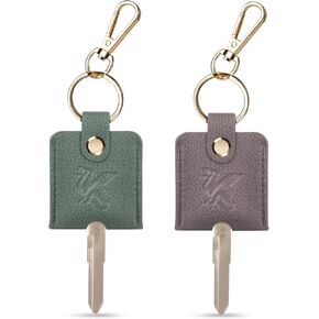 Car Key Cover, 2pcs Leather Key Sleeve, Broken Car Key Loop Replacement, Keychain for Women Men.