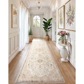 Amada 8x10 Area Rugs, Non-Slip Washable Rug with Low Profile, Durable Bound Edge, Soft Large Vintage Rug for Living Room, Bedroom, Dinning Room, Home Office