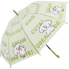 Threeh Auto-Open Kids Umbrella 36.6 "Canopy Puppy & Hearts Design 0.6lb