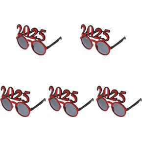 Ciieeo 5pcs 2025 Glasses Novelty Sunglasses Party Use Eyewear New Years Eve Glasses 2025 New Years Glasses Cosplay Glasses 2025 Graduation Eyeglasses New Year Party Glasses 2025 Red, Redx5pcs