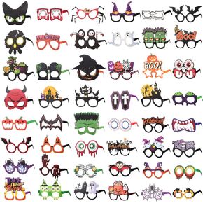 Liliful 48 Pcs Halloween Funny Glasses, Paper Novelty Party Eyeglasses Ghost Bat Pumpkin Spider Web Eyeball Sunglasses for Halloween Party Favors Decorations
