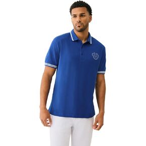 True Religion Men's SS Buddha Patch Polo | Short Sleeve Polo Shirt with Buddha Logo