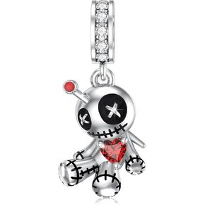 Voodoo Doll Pendant Charm 925 Sterling Silver Gothic Dangle Bead Charm Bracelet Necklace Jewelry Gifts for Women