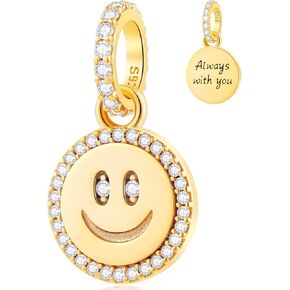 2025 18K الذهب الأصفر مطلي بالوجه المبتسم سحر PANDORA سوار عيد الميلاد ، 925 الجنيه الاسترليني الفضة السعيد الوجه ابتسامة حبة الرموز التعبيرية مع عين CZ صافية ، هدايا للأصدقاء/العائلة/الزوجين