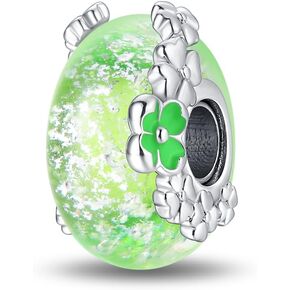 LNQOBU Murano Glass Charms for Bracelet 925 Sterling Silver Dangle Pendant Bead,Heart Shaped Round Charms for Woman Bracelets and Necklaces