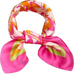 BEGOOD Square Satin Head Scarf for Women Silk Feeling Scarf Hair Bandana Neck Scarf Hair Wraps Valentines Day Gifts 27.5 × 27.5 inches(Pink Flowers Pattern)