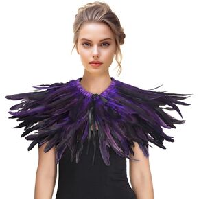 HOMELEX Feather Shawl for Women - Crow Feathers Collar Halloween Swan Cape Witch Costume Accessories