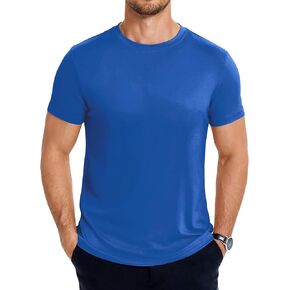Mens Cotton T-Shirts Short Sleeve Crewneck Tops Summer Casual Lightweight Shirts Classic Plain Basic Tee