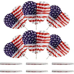Sfcddtlg 30 Pcs 4th of July Patriotic Themed Paper Fans, American Flag Star and Stripe Folding Fans, Independence Day Red White Blue Handheld Fans for Summer Memorial Day Party Decor Supplies