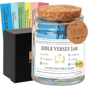 Qunrwe Religious Gifts for Women Men,Bible Verse Jar,Bible Study Scripture Prayer Cards Hope Jar,Faith Based Church Christian Gift,Embark on a Journey of Spiritual Growth and Interpersonal Connection