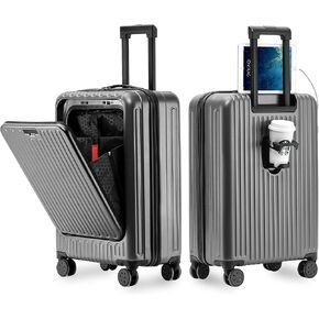 Carry On Luggage 22x14x9 Airline Approved, 20 Inch Hard Shell Carry On Luggage, Suitcase Carry-on Small Siutcase with Wheels (Black, 1PC)