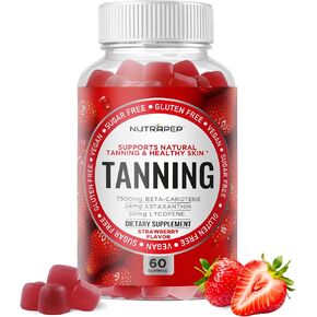 Tanning Gummies for Women - Self Tan Bronzing Supplement that Work Without Sun - No Sugar Vegan with Astaxanthin Lycopene Beta Carotene Vitamins - Glow Up Skin Health Daily Oral Tanning Chews