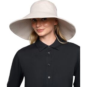 Coolibar UPF 50+ Women's Brittany Beach Hat - Sun Protective (One Size- Natural Modern Herringbone)