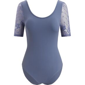AFAVOM Ballet Dance Leotards for Women Sheer Mesh Lace Leotard Bodysuit Adult Gymnastics Dancewear Ballerina Dance Costumes in Kuwait