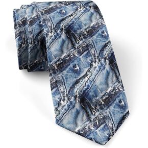 (Denim Grunge) Fashion Novelty Necktie, Conversation Neckwear Ties Great for Party and Events