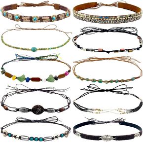 10 PCS Cowboy Hat Bands for Men Women Leather, Turquoise Hatbands Belt for Cowboy/Western/Fedora Hats