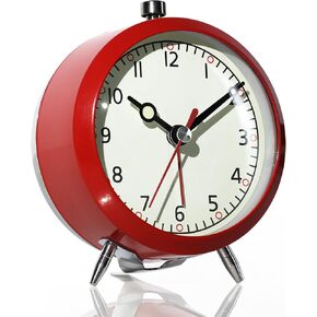 AYRELY® 4" Loud Analog Alarm Clock, Retro Metal Travel & Table Clock Battery Operated, Silent Non-Ticking Desk Clock with Alarm Switch Button for Bedroom, Bedside, Shelf, Office (Blue)