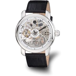Sonia Jewels Charles Hubert Leather Band Skeleton Dial Watch 10 "