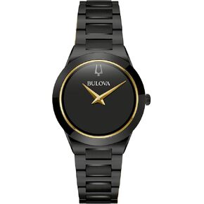 Bulova Ladies' Modern Millenia Black Stainless Steel 2-Hand Quartz Watch, Black Dial Style: 98L314