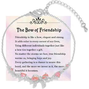 سوار Liu Jun Bow Zircon - الصداقة مثل القوس ، وأفضل الأصدقاء القابل للتعديل ، Heart Heart Cz Bestie Charm Jewelry for Women