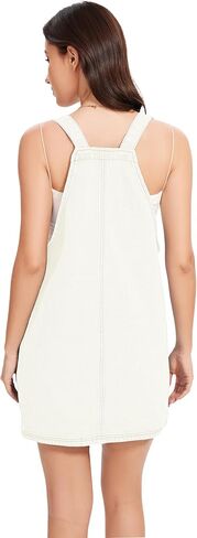 LOZ Womens Denim Overalls Dress Casual Summer Jean Sleeveless Romper Adjustable Strap Denim Dress with Pockets in Kuwait