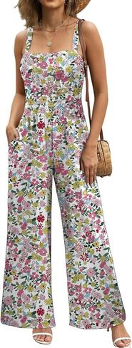 Buauty Women's Overalls Jumpsuits for Women 2025 Sleeveless One Piece Rompers Casual Loose High Waist Wide Leg with Pockets in Saudi Arabia