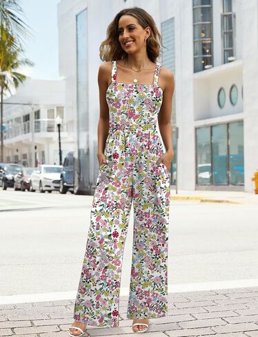 Buauty Women's Overalls Jumpsuits for Women 2025 Sleeveless One Piece Rompers Casual Loose High Waist Wide Leg with Pockets in Saudi Arabia