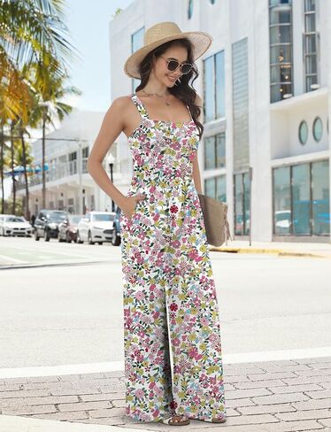Buauty Women's Overalls Jumpsuits for Women 2025 Sleeveless One Piece Rompers Casual Loose High Waist Wide Leg with Pockets in Saudi Arabia