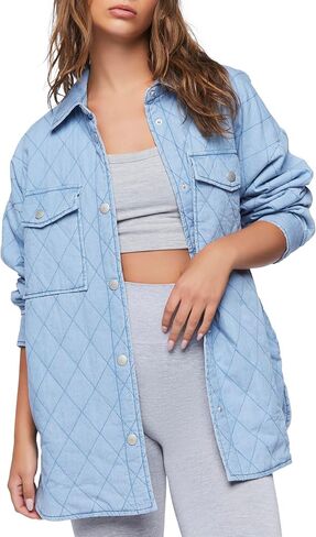 Forever 21 Women's Quilted Dolphin-Hem Shacket in Saudi Arabia