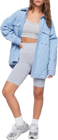 Forever 21 Women's Quilted Dolphin-Hem Shacket in Saudi Arabia