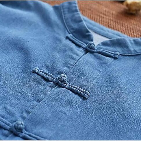 LUZU JUNU Women's Oversized Denim Jacket Casual Long Sleeve Classic Frog Buttons Loose Jean Jacket Coat in Saudi Arabia