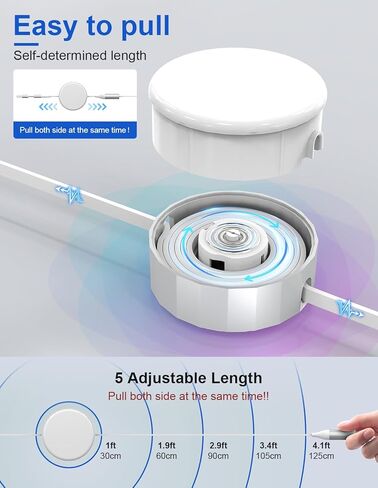 100W Retractable Multi Charging Cable with Apple Watch Charger - 4 in 1 Retractable Cable Portable Charger with Lightning/Micro/Type C/iWatch for iPad, Tablets, iPhone Retractable Multi Charging Cord in Kuwait