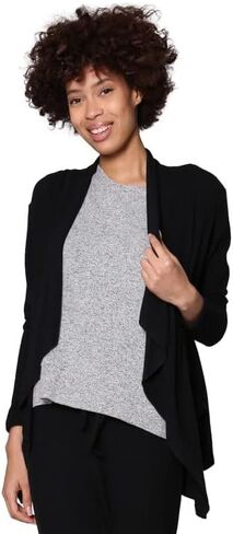 LA CERA Women's Open Front Cascade Waterfall Jacket, Drape Front Jacket, Long Sleeves, Pockets, Machine Wash in Saudi Arabia